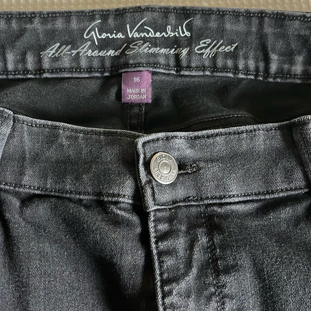 Gloria Vanderbild All-Around Slimming Effect Curvy BLACK Jeans Size 16
